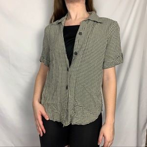 Vintage Black and White Gingham Button Up Top